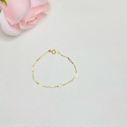 Pulseira flores ouro 9 kilates