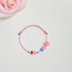 Pulseira seda c/ prata, peppa